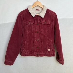 Carhartt Pinkish Burgundy Corduroy & Off-White Sherpa Jacket